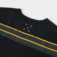 Pop Trading Company Striped Long Sleeve T-Shirt - Anthracite / Yellow thumbnail