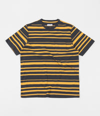 Pop Trading Company Striped Pocket T-Shirt - Charcoal / Yellow