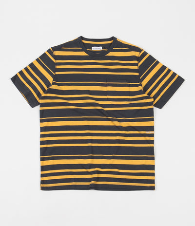 Pop Trading Company Striped Pocket T-Shirt - Charcoal / Yellow