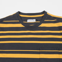 Pop Trading Company Striped Pocket T-Shirt - Charcoal / Yellow thumbnail