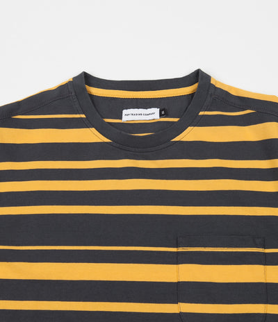 Pop Trading Company Striped Pocket T-Shirt - Charcoal / Yellow