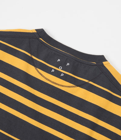 Pop Trading Company Striped Pocket T-Shirt - Charcoal / Yellow