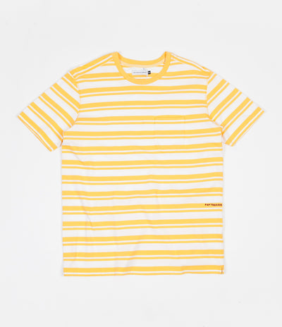 Pop Trading Company Striped Pocket T-Shirt - Yellow / White