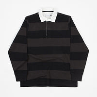 Pop Trading Company Striped Rugby Polo Shirt - Black / Anthracite thumbnail