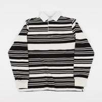 Pop Trading Company Striped Rugby Shirt - Off White / Black thumbnail
