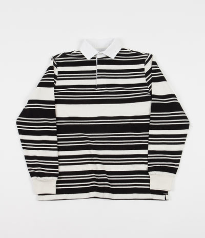 Pop Trading Company Striped Rugby Shirt - Off White / Black