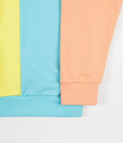 Post Details Embroidery Script Half Zip Sweatshirt - Aqua / Yellow / Peach