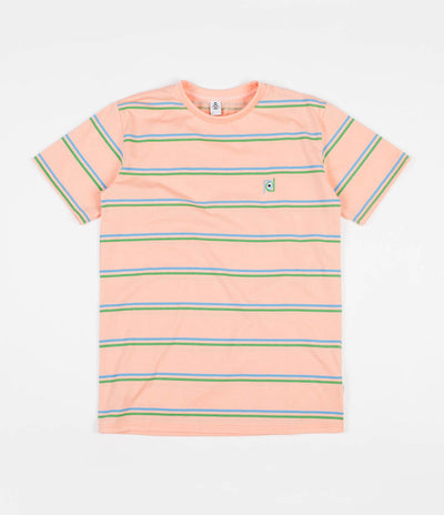 Post Details Striped T-Shirt - Peach / Blue / Green