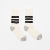 RoToTo Coarse Ribbed Crew Socks - White / Black thumbnail