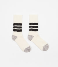 RoToTo Coarse Ribbed Crew Socks - White / Black