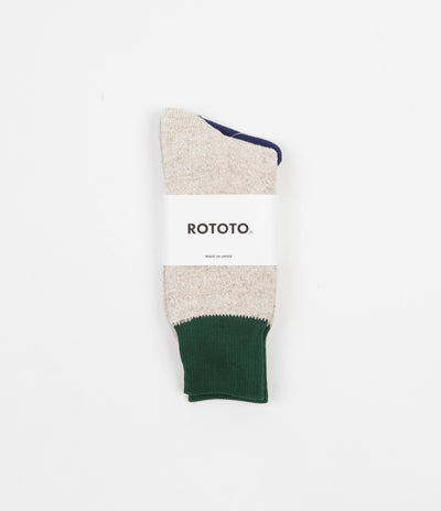RoToTo Double Face Socks - Green / Beige
