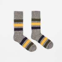 RoToTo Park Stripe Crew Socks - Dark Grey thumbnail