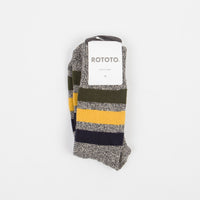 RoToTo Park Stripe Crew Socks - Dark Grey thumbnail