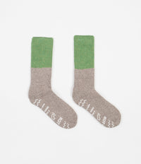RoToTo Teasel Socks - Light Green / Dark Beige