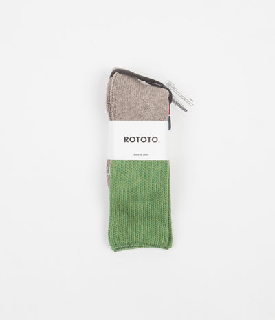 RoToTo Teasel Socks - Light Green / Dark Beige