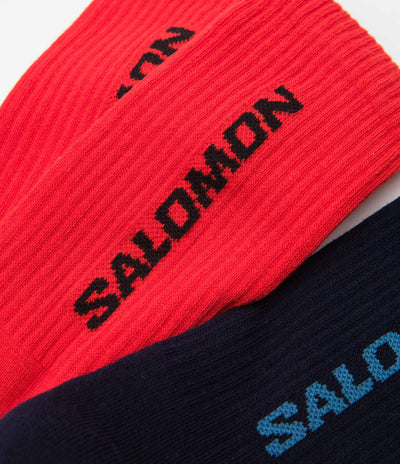 Salomon Everyday Crew Socks (3 Pack) - Dark Sapphire / Vanilla Ice / Fiery Red