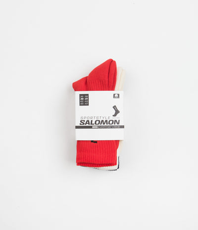 Salomon Everyday Crew Socks (3 Pack) - Dark Sapphire / Vanilla Ice / Fiery Red