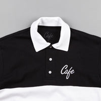 Skateboard Cafe Script Long Sleeve Polo Shirt - Black / White thumbnail