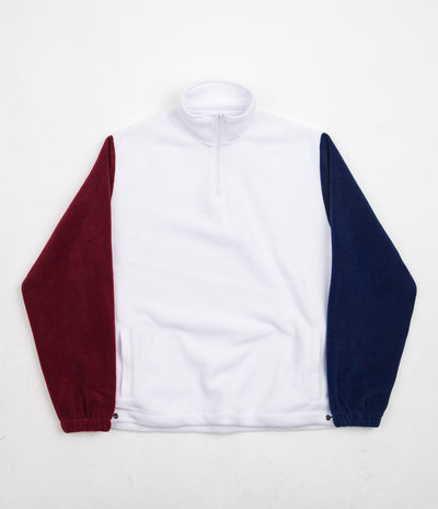 Skateboard Cafe 1/4 Zip Fleece - Cream / Burgundy / Navy