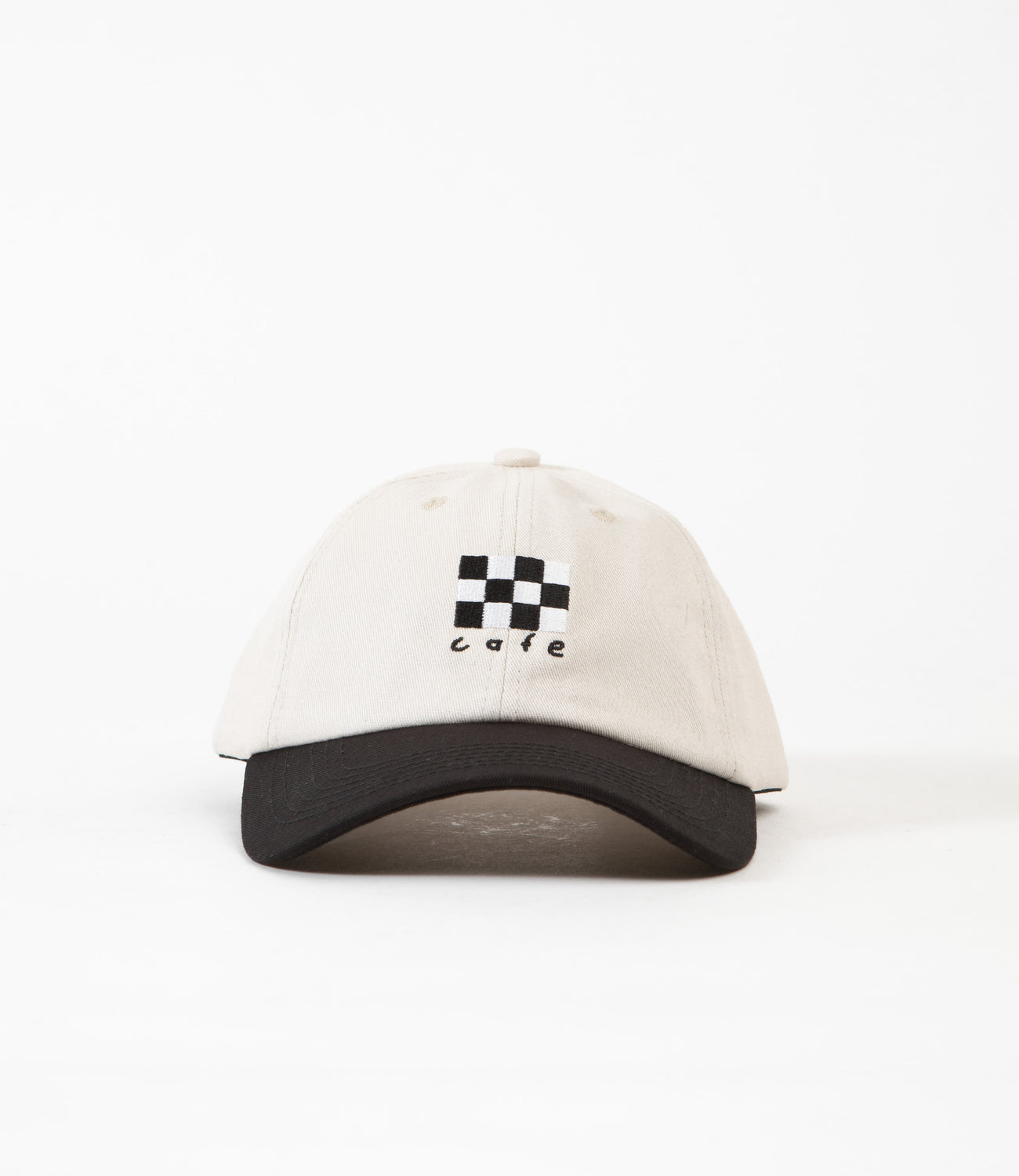 Skateboard Cafe Checkerboard Embroidered Cap Cream Black