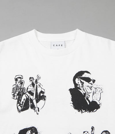 Skateboard Cafe Jazz Sketch Long Sleeve T-Shirt - White