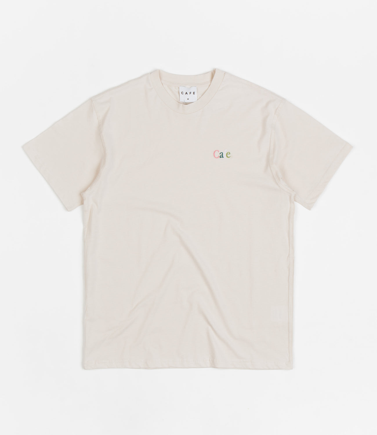 Skateboard Cafe JLH Embroidered Wayne T-Shirt Cream Flatspot