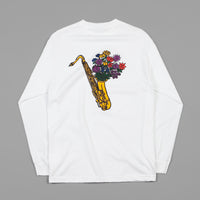 Skateboard Cafe Sax Flowers Long Sleeve T-Shirt - White thumbnail