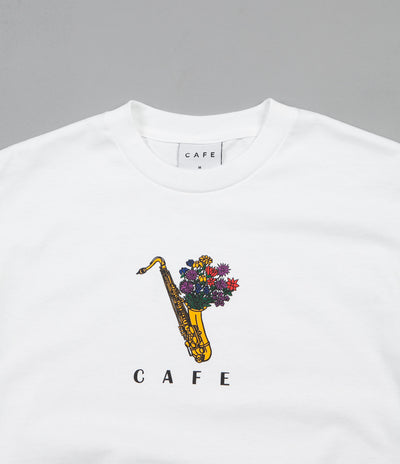Skateboard Cafe Sax Flowers T-Shirt - White