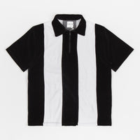 Skateboard Cafe Stripe 1/4 Zip Velour Polo Shirt - Black / White thumbnail