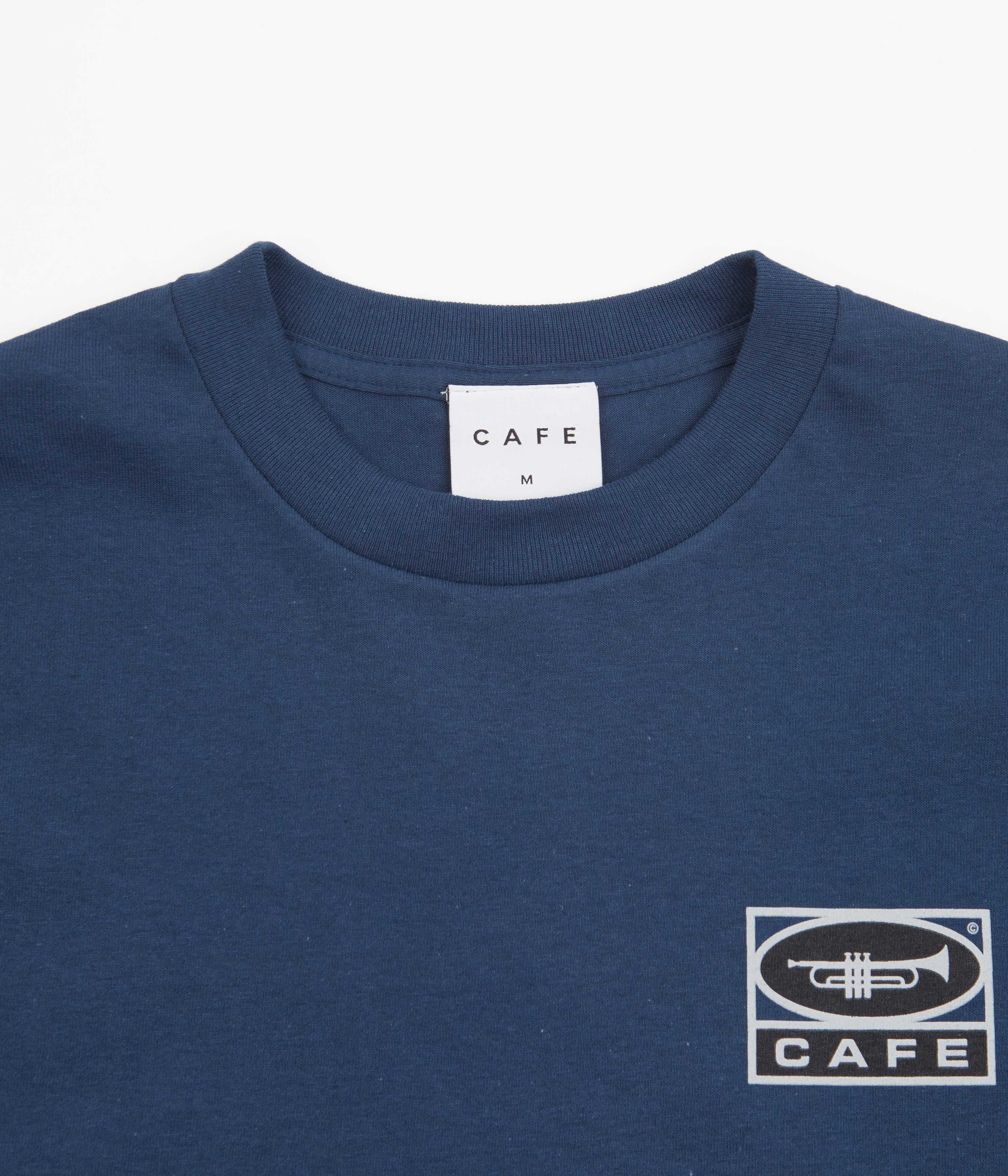 Skateboard Cafe Trumpet Logo TShirt Navy Flatspot
