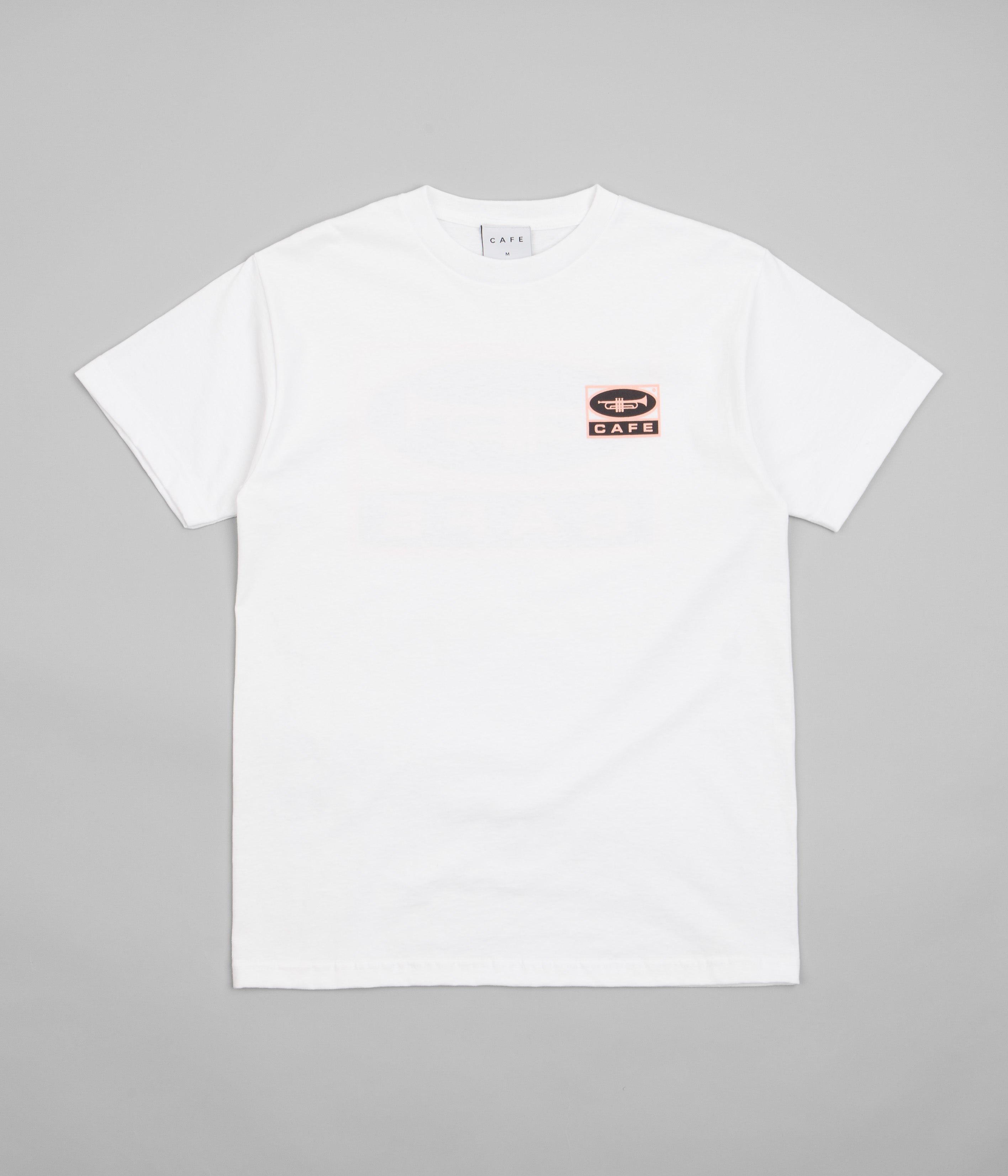 Skateboard Cafe Trumpet Logo TShirt White / Pink / Black Flatspot