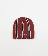Skateboard Cafe Vertical Stripe Beanie in Burgundy and Black / White