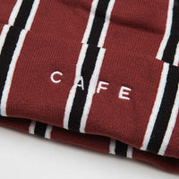 Skateboard Cafe Vertical Stripe Beanie - Burgundy / Black / White thumbnail