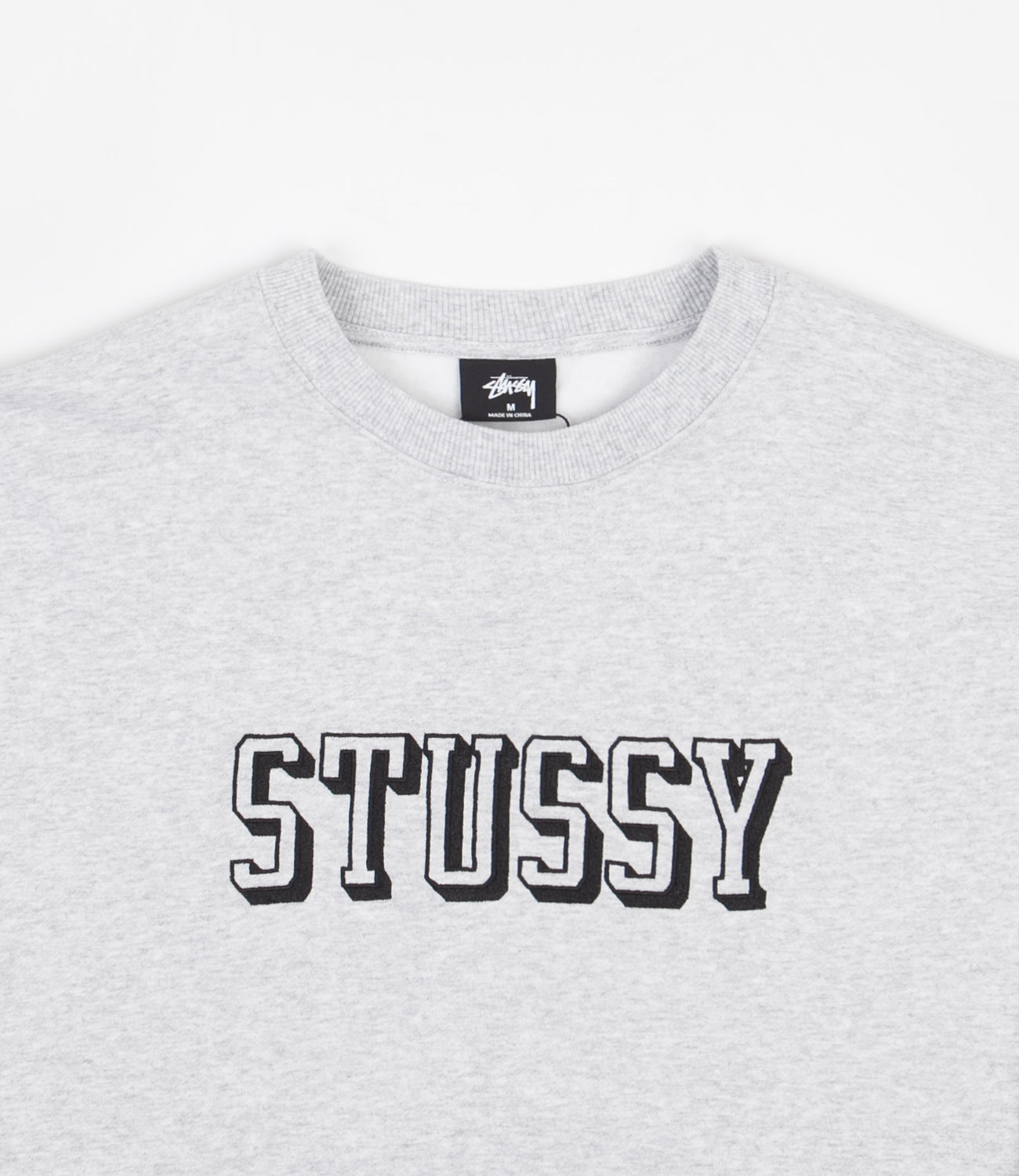Stussy 3D Collegiate Applique Crewneck Sweatshirt - Ash