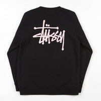 Stussy Basic Crewneck Sweatshirt - Black / Pink thumbnail