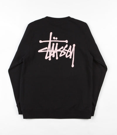 Stussy Basic Crewneck Sweatshirt - Black / Pink