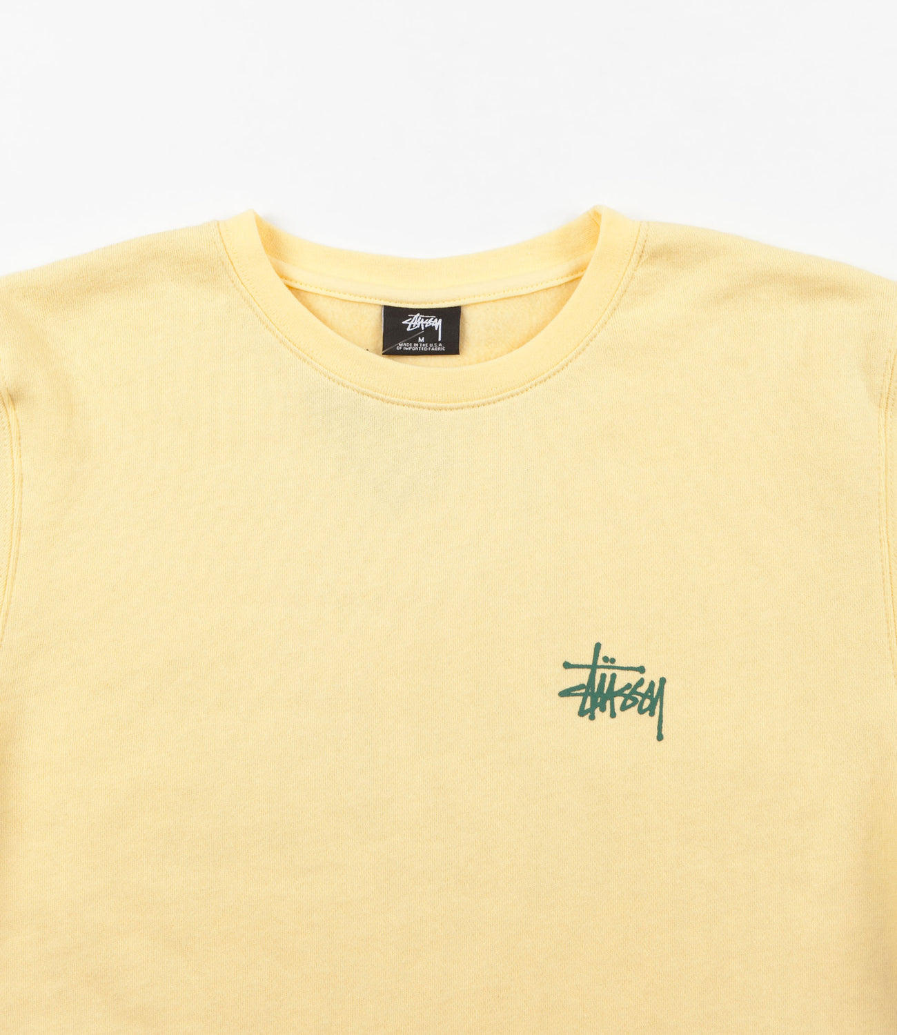 Stussy Basic Crewneck Sweatshirt - Pale Yellow | Flatspot
