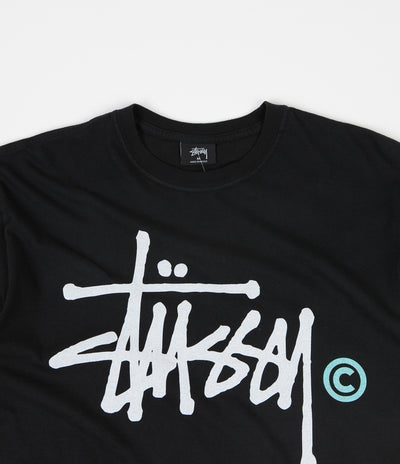 Stussy Basic Logo Pigment Dyed T-Shirt - Black