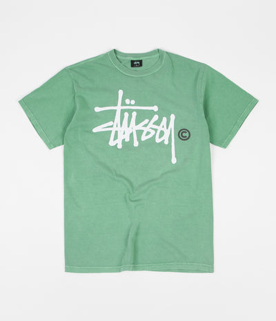 Stussy Basic Logo Pigment Dyed T-Shirt - Moss