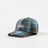 Stussy Big Logo Madras Plaid Low Pro Cap - Blue thumbnail