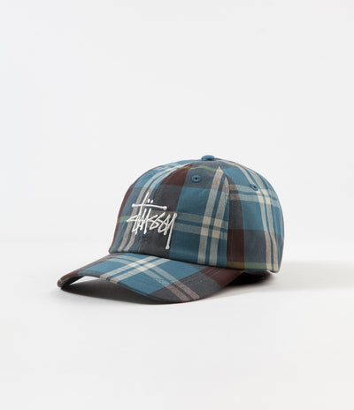 Stussy Big Logo Madras Plaid Low Pro Cap - Blue