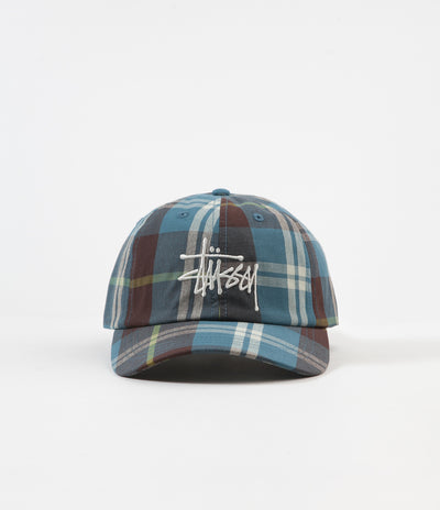 Stussy Big Logo Madras Plaid Low Pro Cap - Blue