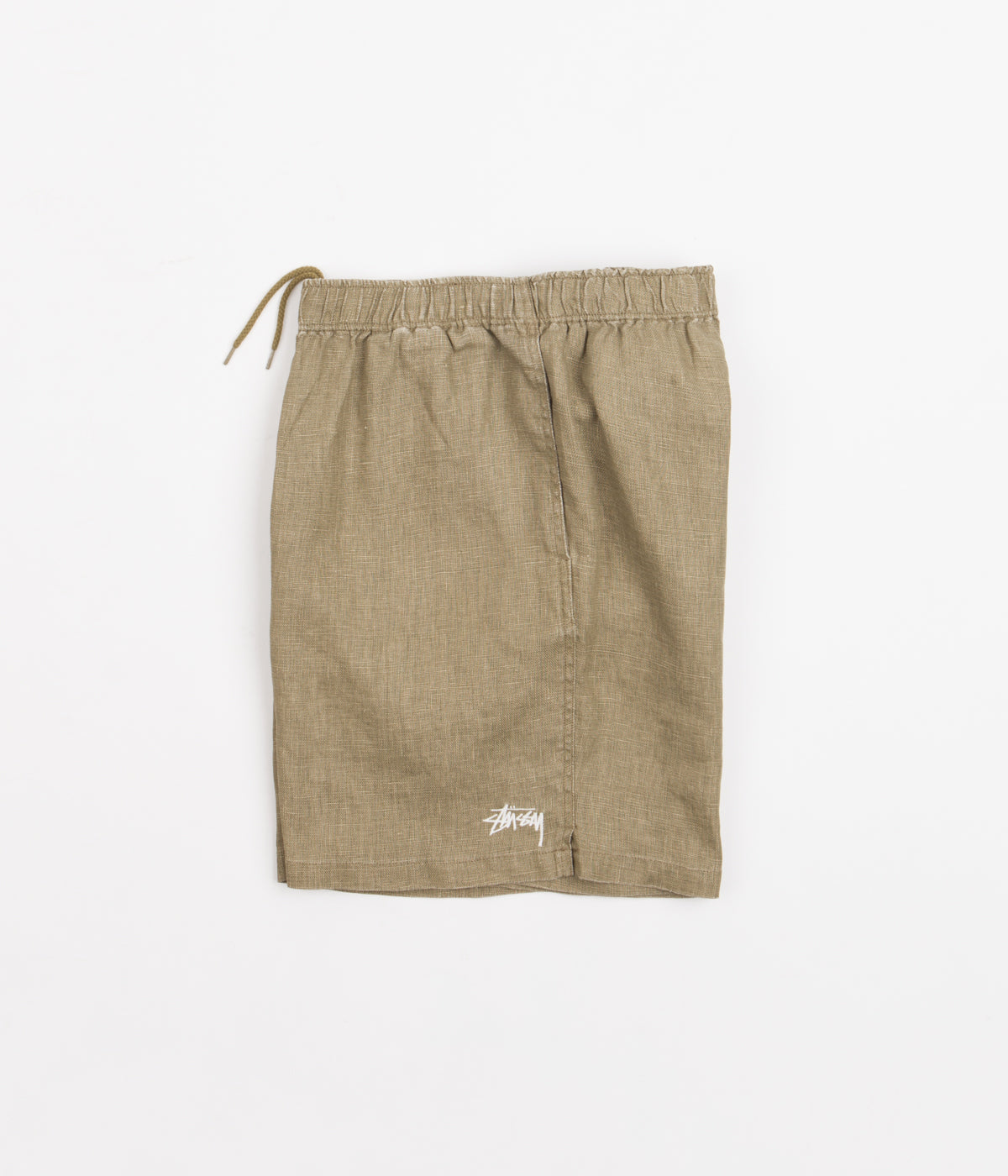 Stussy Boxy Linen Shorts - Olive | Flatspot
