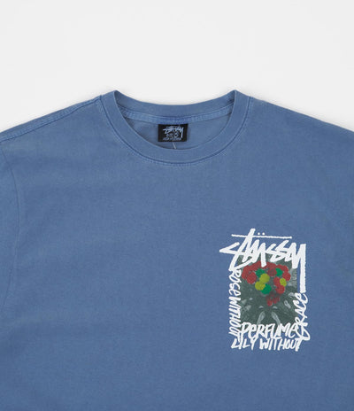 Stussy Camellias Pigment Dyed T-Shirt - Blue