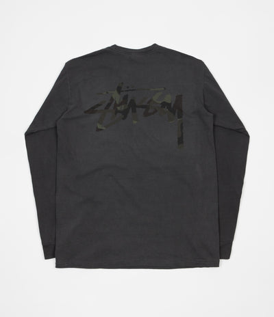 Stussy Camo Stock Pigment Dyed Long Sleeve Pocket T-Shirt - Black