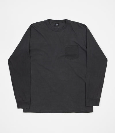Stussy Camo Stock Pigment Dyed Long Sleeve Pocket T-Shirt - Black