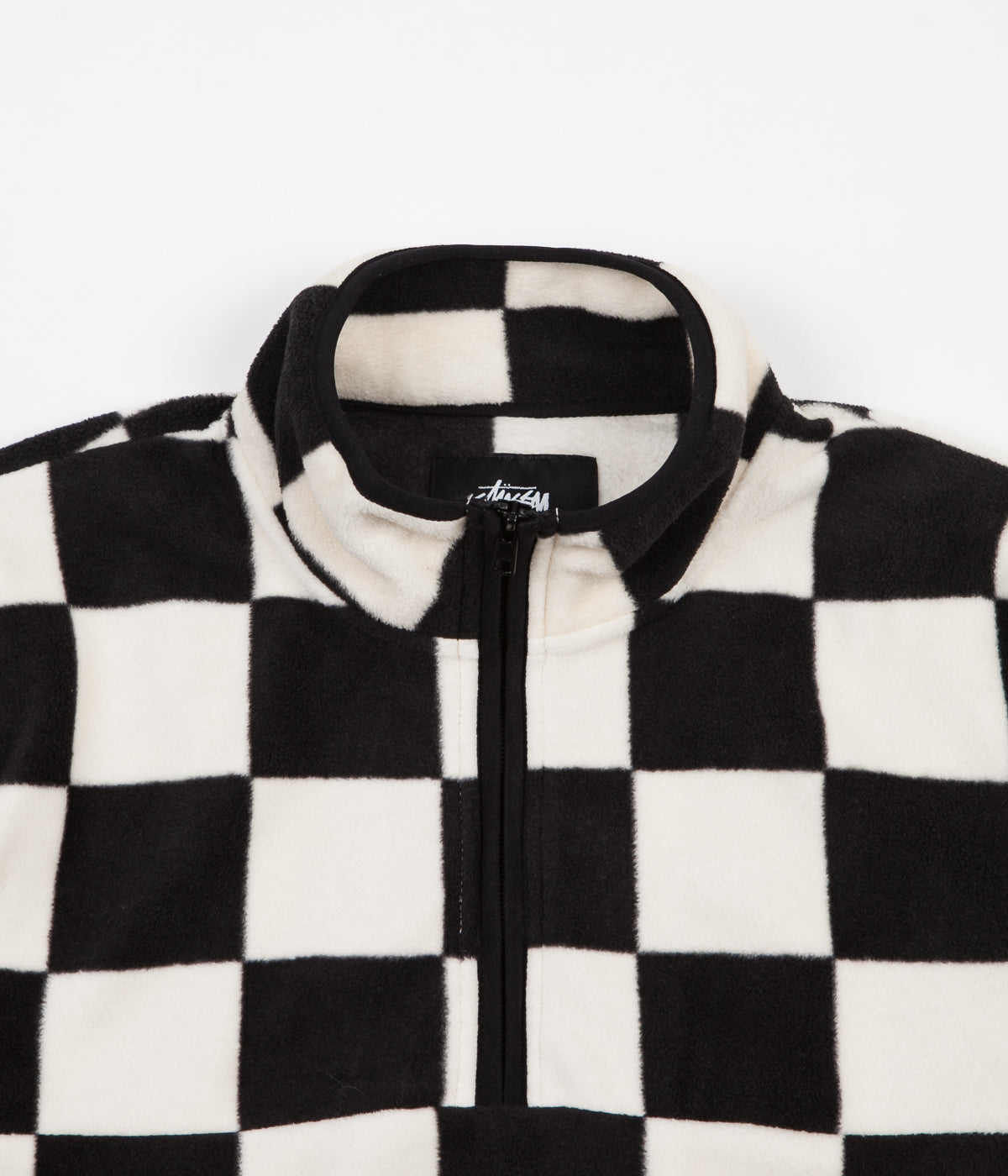 Stussy Checkered Mockneck Fleece Black Flatspot