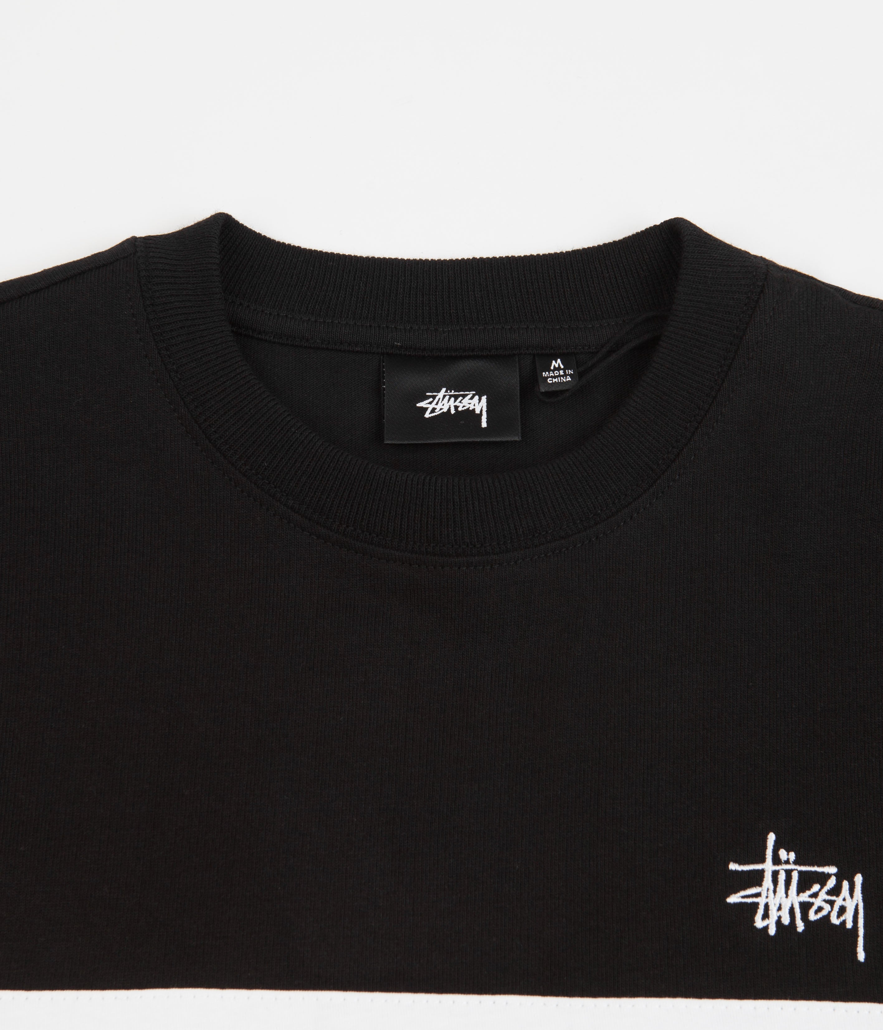Stussy Color Block Long Sleeve T-Shirt - Black | Flatspot