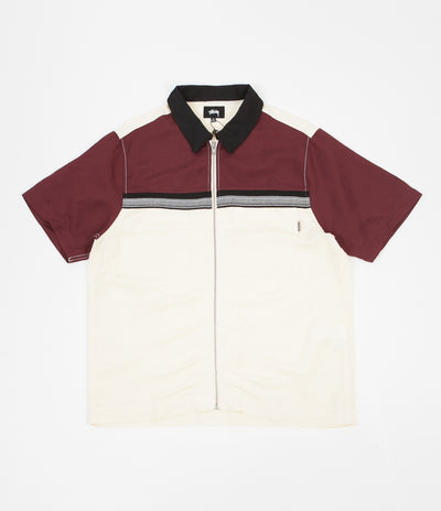 Stussy Color Block Zip Work Shirt - Berry