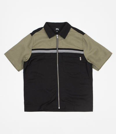 Stussy Color Block Zip Work Shirt - Olive
